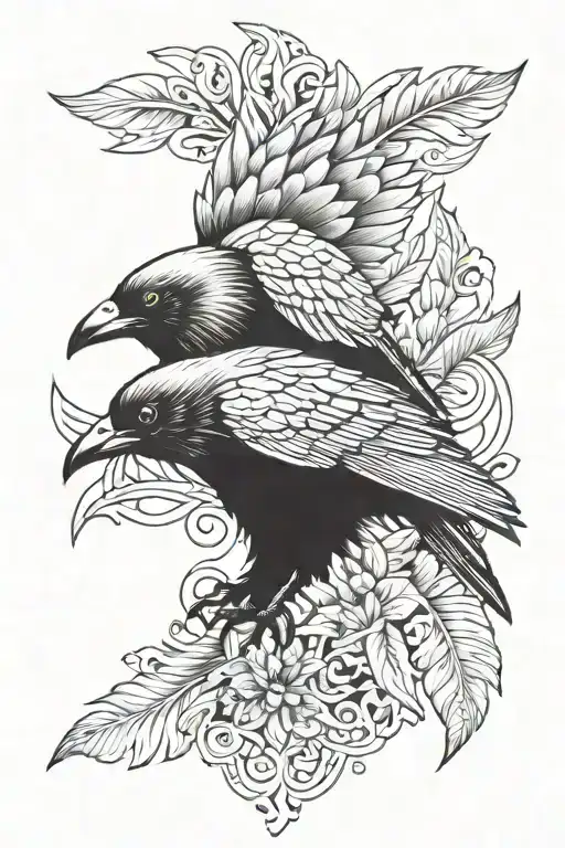 Crow Feathers On Forearm