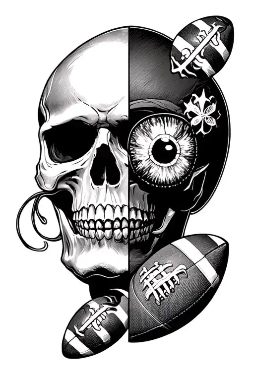 Buccaneer Half Face Half Skull And Footballs For Eyes