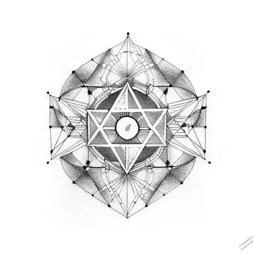 A Tattoo Combining Geometric Forms And Cancer Constellation Symbols In A Unique Way