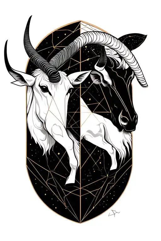 Geometric Taurus And Capricorn Constellation