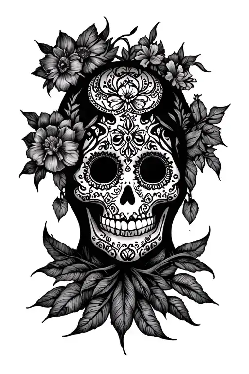 A Family Tree Intertwined With Traditional Mexican Sugar Skull Designs