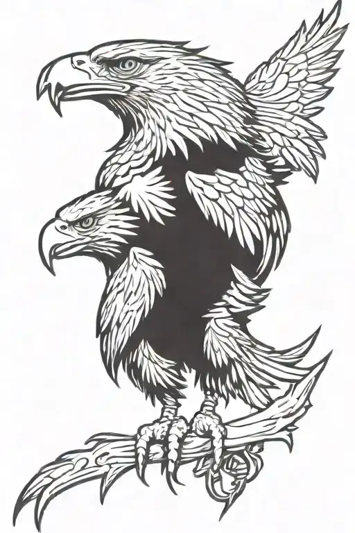 Eagle Tattoo With Big Claws All Black