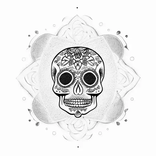 Mandala Coming Out The Top Of A Sugar Skull