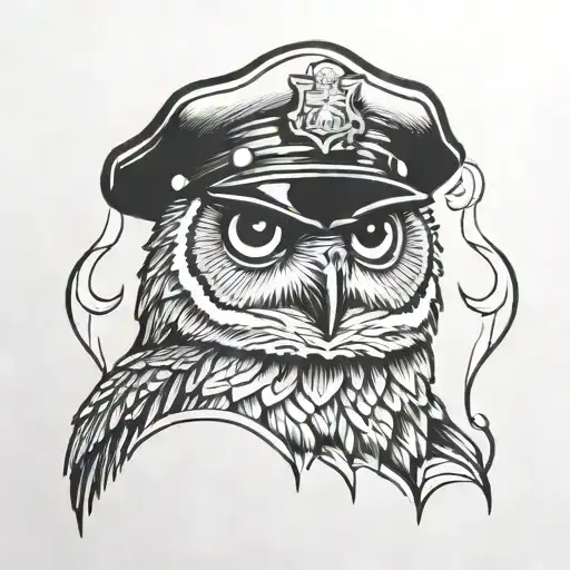 Owl Wearing Police Hat
