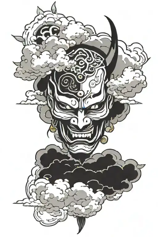 Hannya Mask With Sharingan With Cloud Background