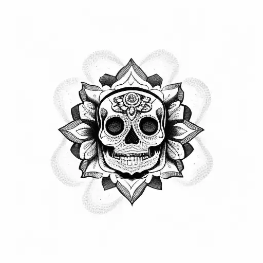 Mandala Coming Out The Top Of A Sugar Skull