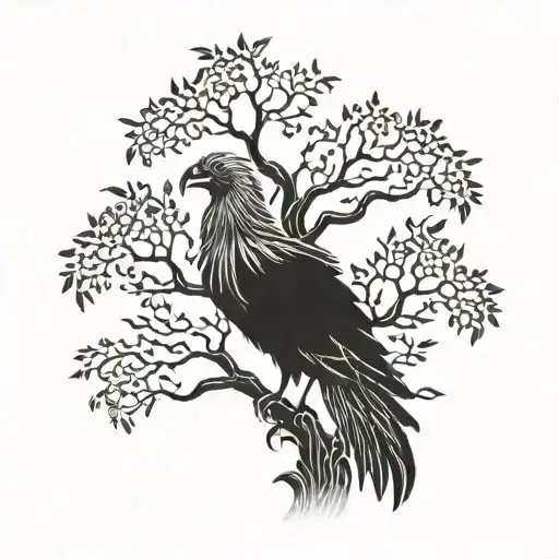 Tree Of Life With A Vulture Turning Into A Phoenix