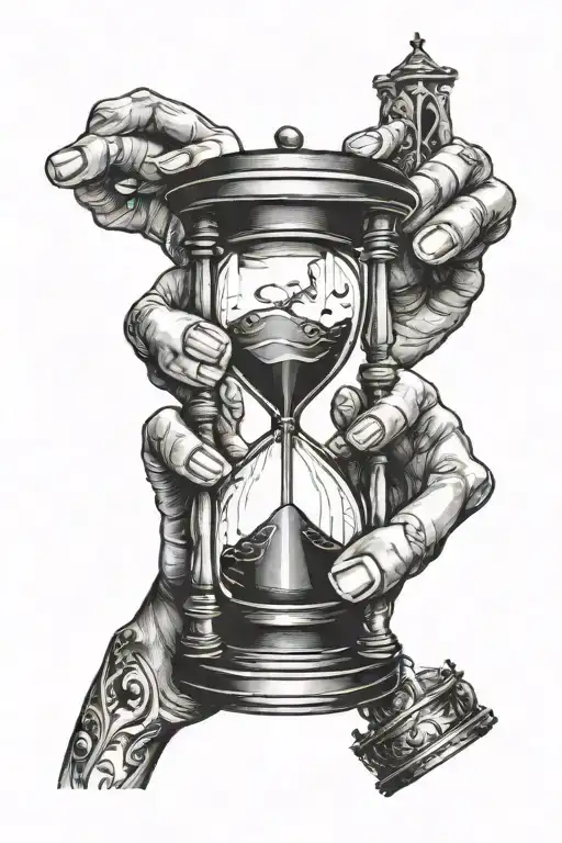 Hourglass And Hands Holding