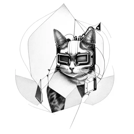 A Cyberpunk-inspired Design Featuring A Cat In A Futuristic Setting