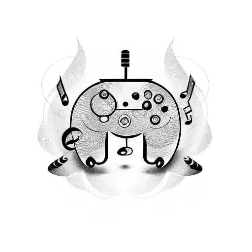 A Tattoo Design Combining A Music Note With A Gaming Controller