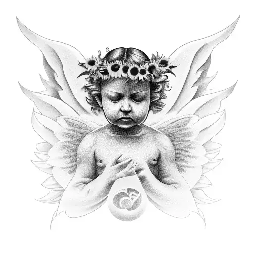 Sunflower With Angel Wings And Halo