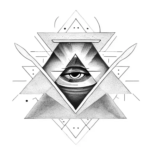 All Seeing Eye In Triangle With Rose