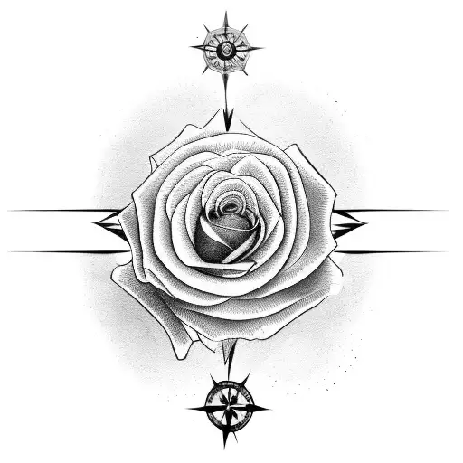 A Rose Rapped Around A Compass