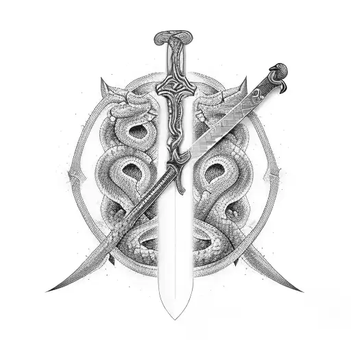 A Gothic Sword Intertwined With A Snake