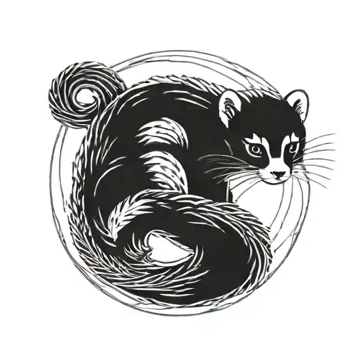 Ferrets In The Shape Of A Yin Yang Symbol
