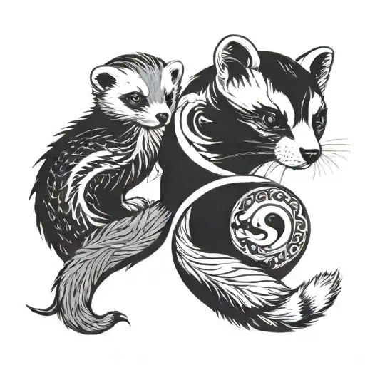 Ferrets In The Shape Of A Yin Yang Symbol