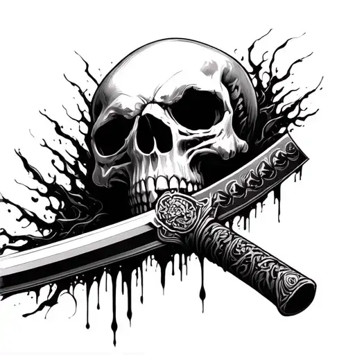 Skull Melting Into A Katana