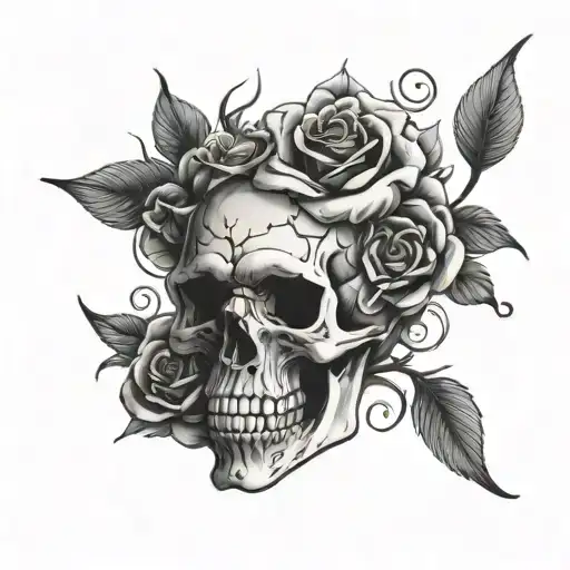 Skull Roses And Fire Inside