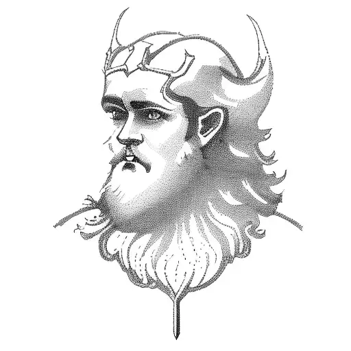 Oak Tree With Norse God Odin Hanging Off It