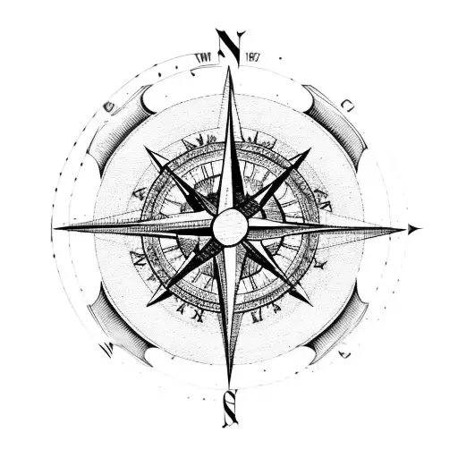 A Compass Rose With Musical Notes And Coffee Beans As The Cardinal Directions