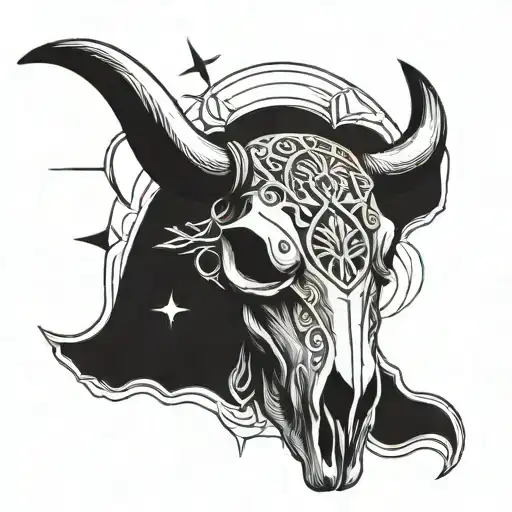 Rm William Long Horn Bull Skull And Southern Cross