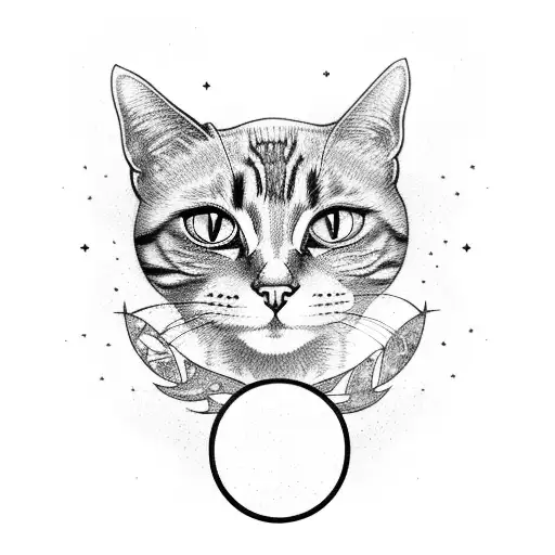 A Cosmic Cat Surrounded By Zodiac Symbols And Tarot Cards