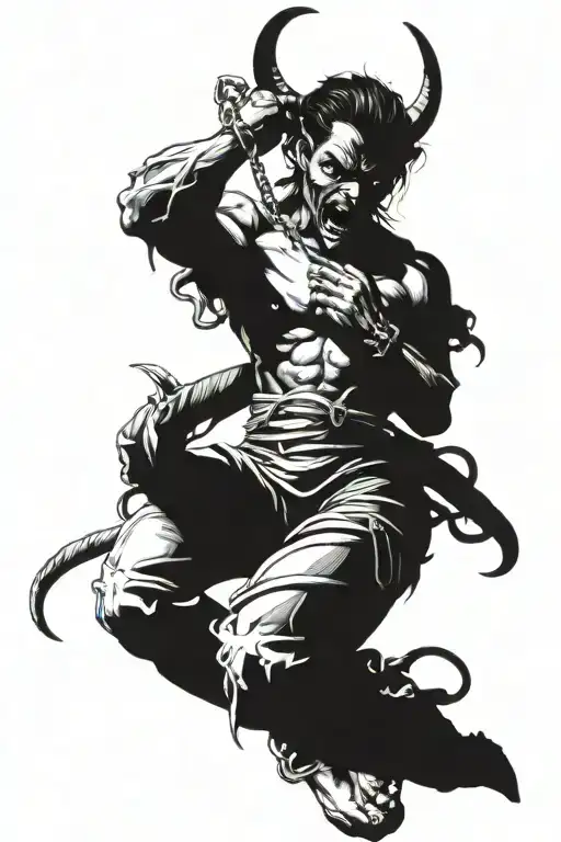 Demon Eat Angel Wrapped In Shackles