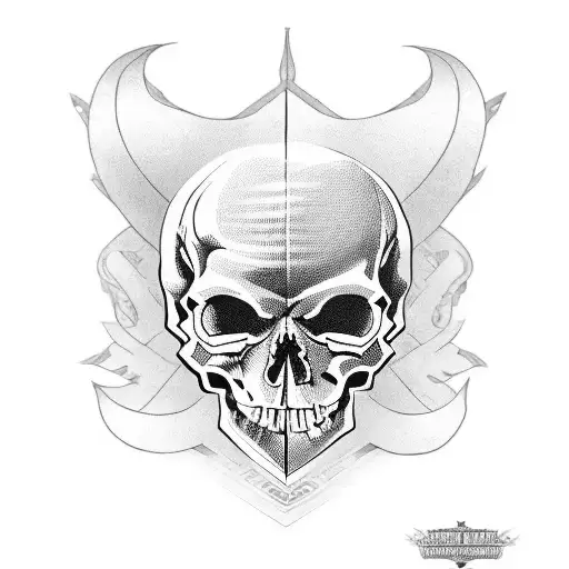 Leftside Is The Skull And The Right Side Is The Samurai Face