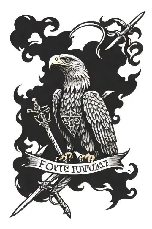 Eagle And Sword And Snake And Word 'Fortis Fortuna Adiuvat'