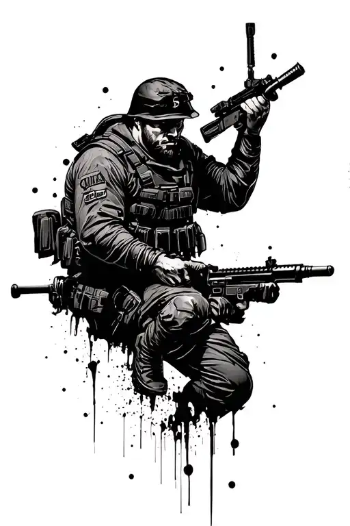 Combat Actions Against The Background Of A Military Man Who Lost Himself