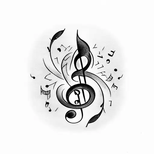 Music Treble Clef With Notes