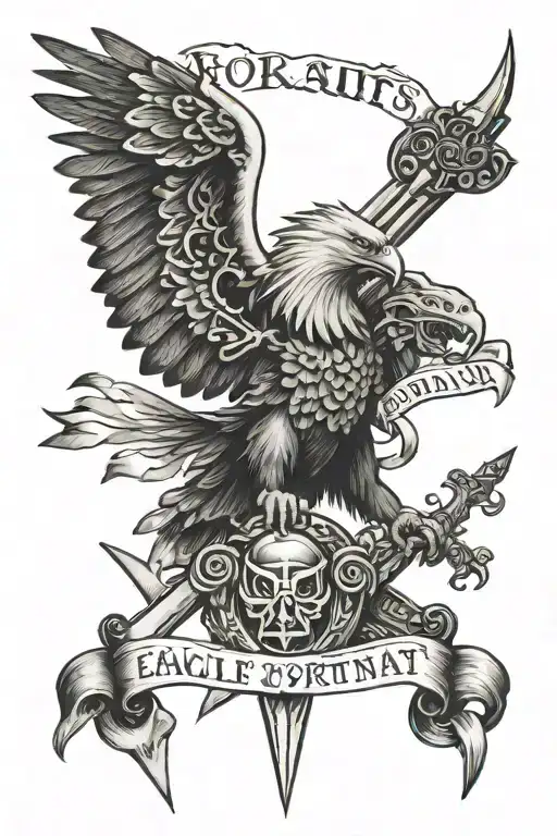 Eagle And Sword And Snake And Word 'Fortis Fortuna Adiuvat'