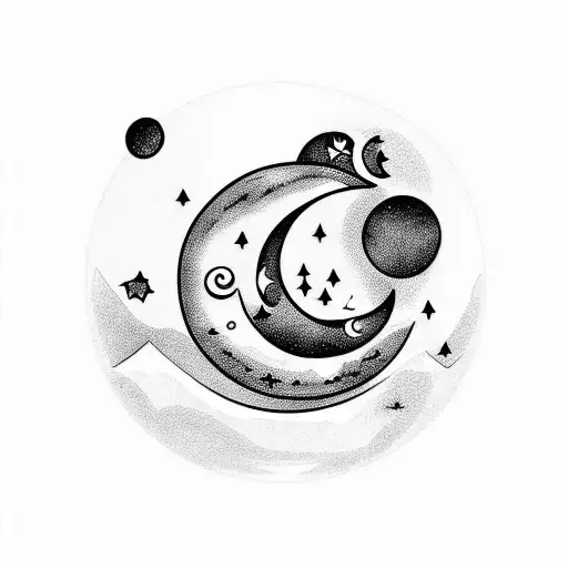 Moon With Hills And Stars