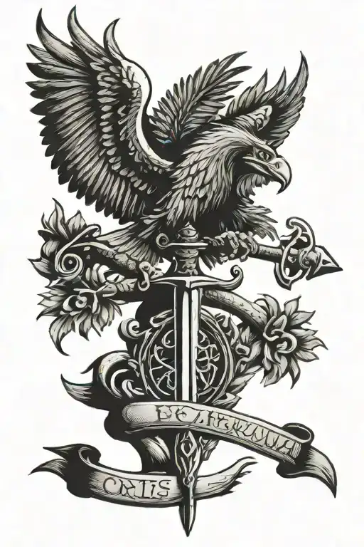 Eagle And Sword And Snake And Word 'Fortis Fortuna Adiuvat'