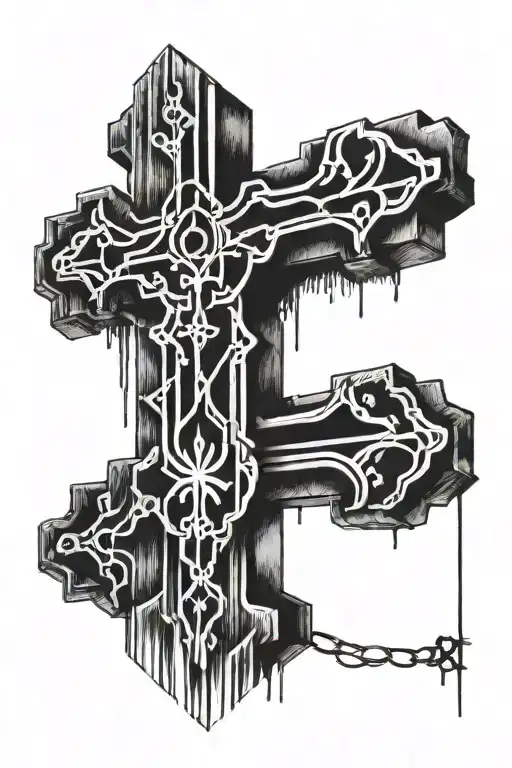 Upside Down Cross With Fence Background