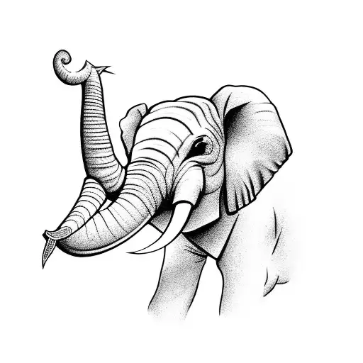 Elephant Head With Mountain