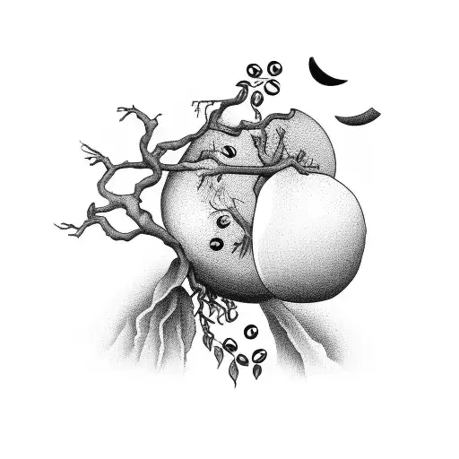 Eve From The Bible Reaching For An Orange On A Tree