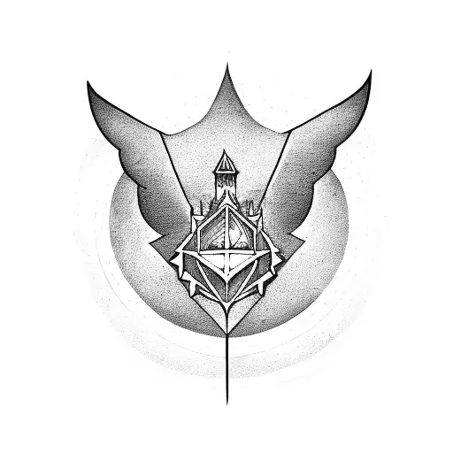 Incorporate The Hogwarts Castle Silhouette Within The Deathly Hallows Symbol