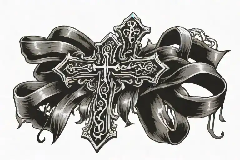 Colon Cancer Ribbon On A Wooden Cross