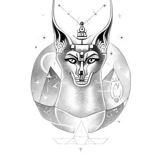 Anubis Surrounded By Constellations Representing The Zodiac Signs
