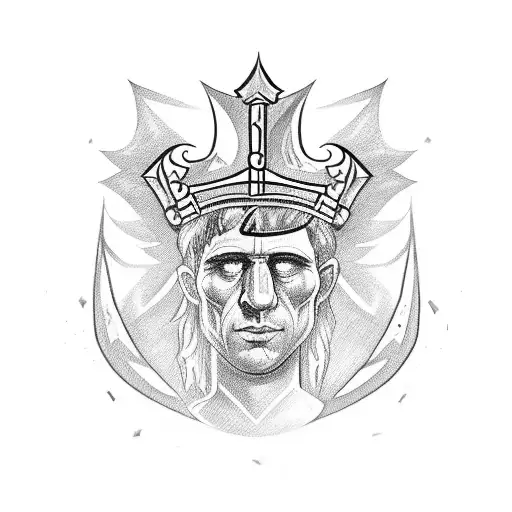Incorporate A Sword Into A Detailed Caesar's Crown Design