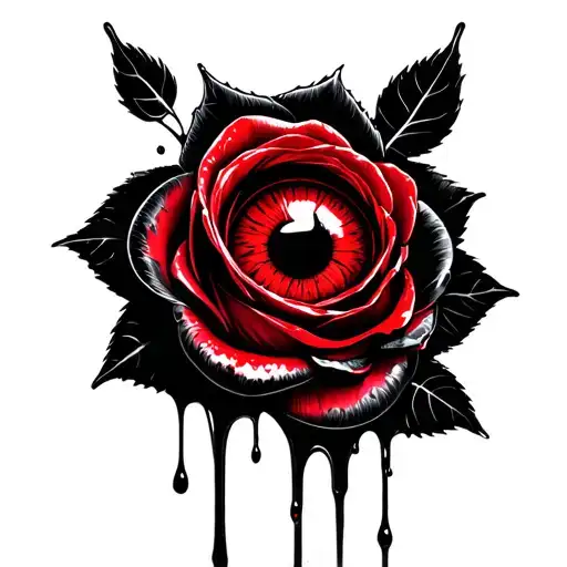 Black Rose Eyeball Crying Blood Dripping