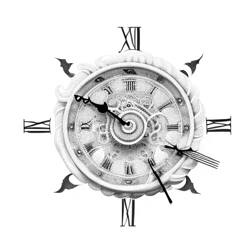 Tenticles Wrapping A Clock With Roman Numerals