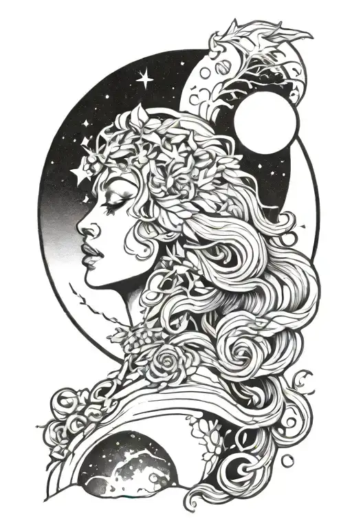 Cosmic Female Healing In Nature With The Moon