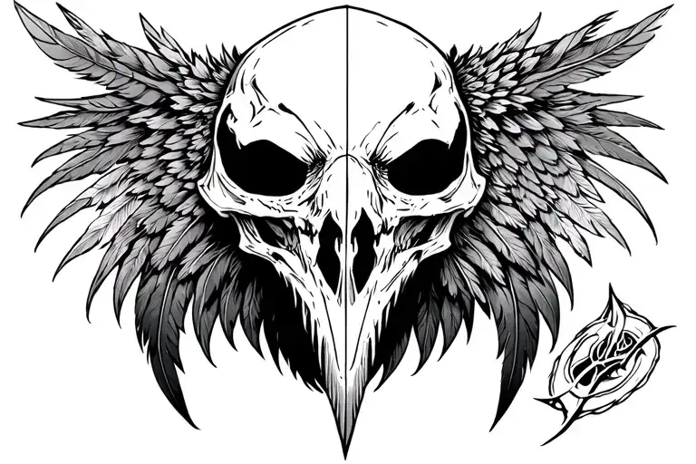 Raven Skull Helm Of Awe Raven Feather