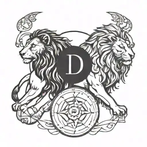 Lion And Taurus Zodiac With Letter D In The Middle