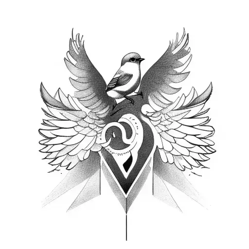 3 Birds With Halos Looking At A 4Th Bird