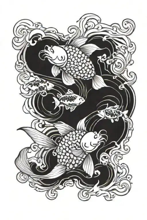 Waves And Koi Fish