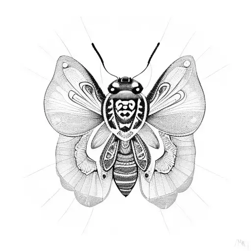 Black And White Moth And Mandala