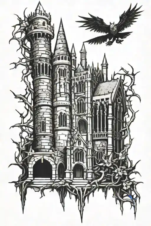 Dark Souls Architecture Tattoo With Thorns Wrapped